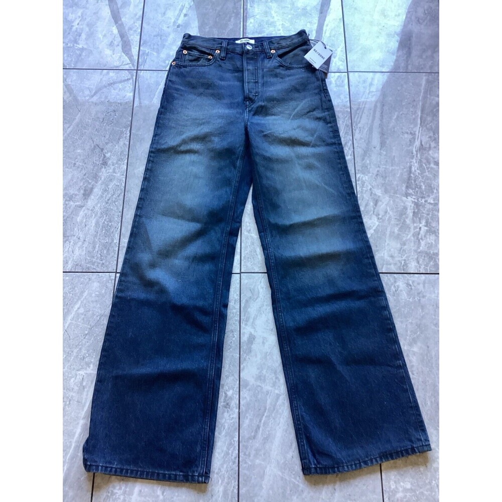 Re/Done 70s Stovepipe High Rise Straight Leg Dark Wash Midnight 100% Cotton 27